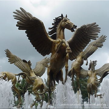 escultura de cobre al aire libre grande del metal escultura del caballo del vuelo del arte del metal para fountian